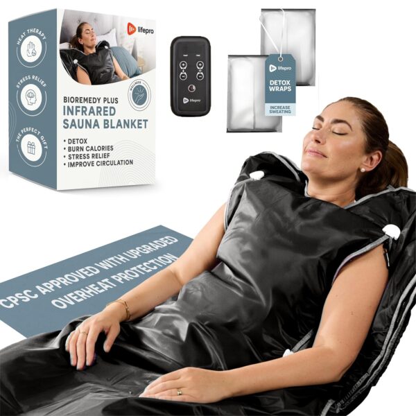 Manta de Sauna Infrarroja LifePro BioRemedy Plus LP-BRMDYPLSL-BLK Negro Grande 36 x 76 Pulgadas