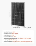 Panel Solar VEVOR 100W Paquete de 4 Piezas Monocristalino Salida MC4 Marco de Aluminio IP65