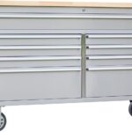 ExploreHorizon Cofre de herramientas rodante resistente de 61 pulgadas y banco de trabajo móvil con 9 cajones, parte sup