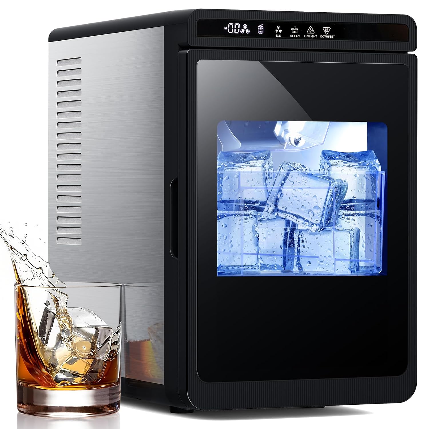Electactic Fabricantes de cubitos de hielo transparentes: produce 9 cubos de hielo transparentes grandes de 1.6 pulgadas