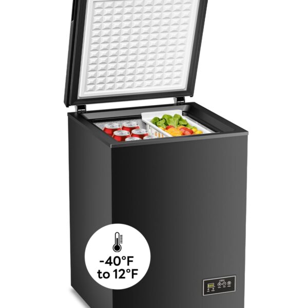 Electactic Congelador de pecho de 3.5 pies cúbicos, temperatura ultrabaja (-40°F-12°F), pequeño congelador profundo con