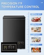 Electactic Congelador de pecho de 3.5 pies cúbicos, temperatura ultrabaja (-40°F-12°F), pequeño congelador profundo con