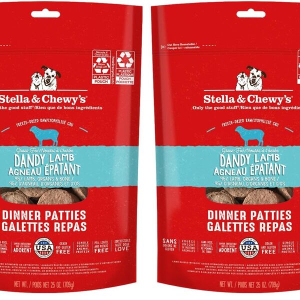 Alimento Crudo Liofilizado para Perros Stella & Chewy's Modelo FDL-25 Receta de Cordero Paquete de 2 25 Onzas