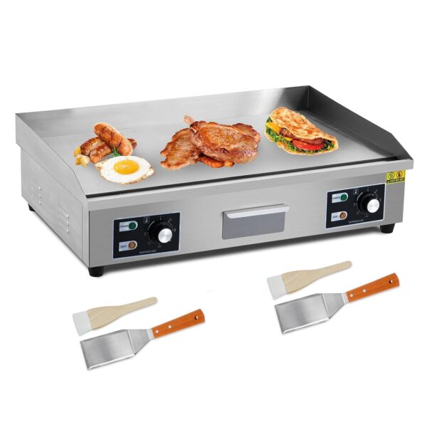 Garvee Parrilla eléctrica comercial de 29 pulgadas, 3000 W, 110 V, antiadherente, acero inoxidable, Teppanyaki, parrilla