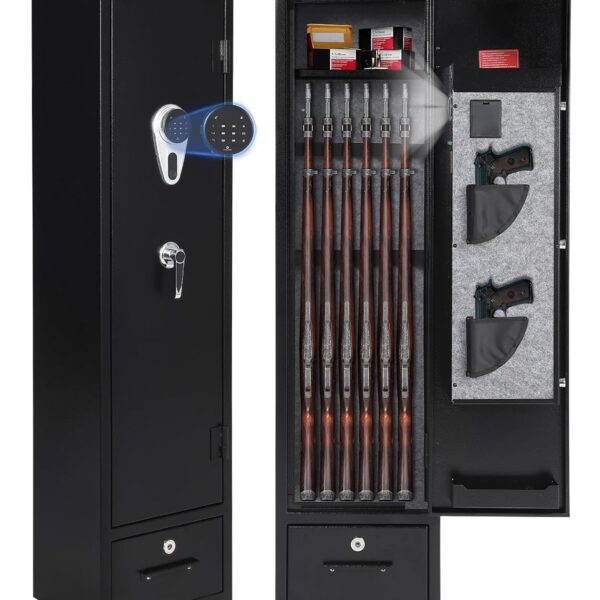 Garvee 3-4 cajas fuertes para armas para rifles y pistolas, gabinete seguro para rifle de acceso rápido con gabinete de