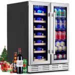 Kalamera Refrigerador de vino de 24 pulgadas con capacidad para 21 botellas y 75 latas, refrigerador de vino y bebidas d