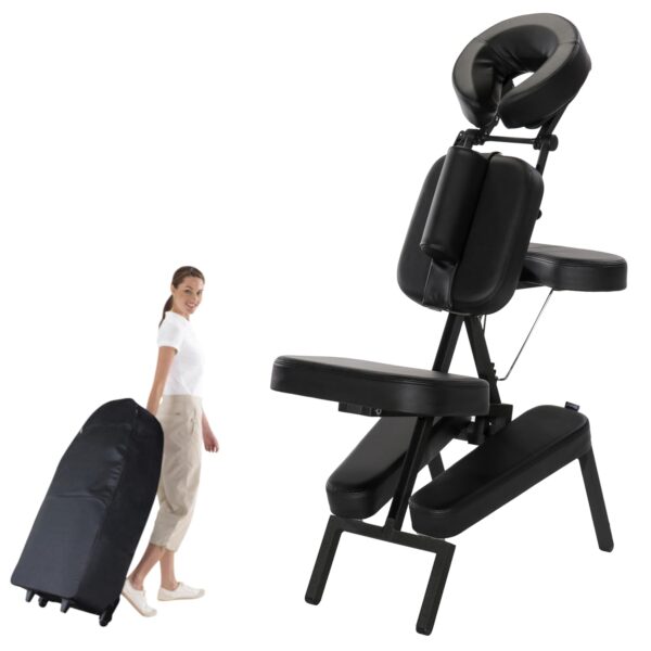 Silla de Masaje Portátil Master Massage Apollo XL 46485AQ Aluminio Negro 18 Libras 29x19x50 Pulgadas