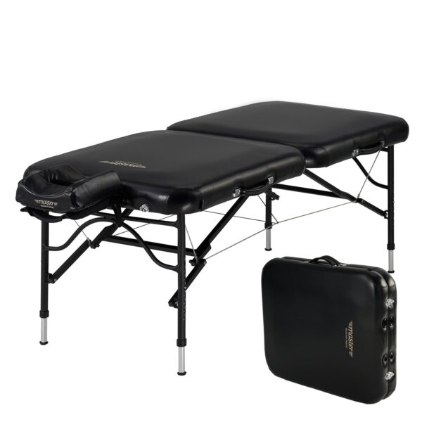 Mesa de Masaje Portátil Master Massage StratoMaster LX 26352AQ Aluminio 30 Pulgadas Negro Capacidad 650 Libras