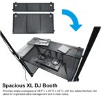 Cabina de DJ Rockville ROCKBOOTH TRUSS V2 con Braguero de Iluminación de 8 Pies Mesas de 2 Niveles Scrims Negro y Blanco