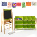Caballete de Arte para Niños Humble Crew PB133 Doble Cara con Organizador de 12 Cubos Verde