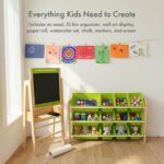 Caballete de Arte para Niños Humble Crew PB133 Doble Cara con Organizador de 12 Cubos Verde