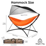 Hamaca Portátil GDFStudio 362034 con Soporte Plegable Parasol Ajustable Capacidad 550 Libras Color Naranja