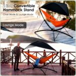 Hamaca Portátil GDFStudio 362034 con Soporte Plegable Parasol Ajustable Capacidad 550 Libras Color Naranja