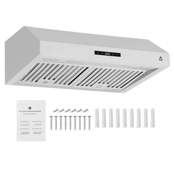 GarveeTech Campana extractora de 30 pulgadas para debajo del gabinete, campana de ventilación de cocina de acero inoxida