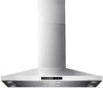 VIKIO HOME Campana extractora de isla de 42 pulgadas, campana extractora de acero inoxidable de 390 CFM con ducto para i