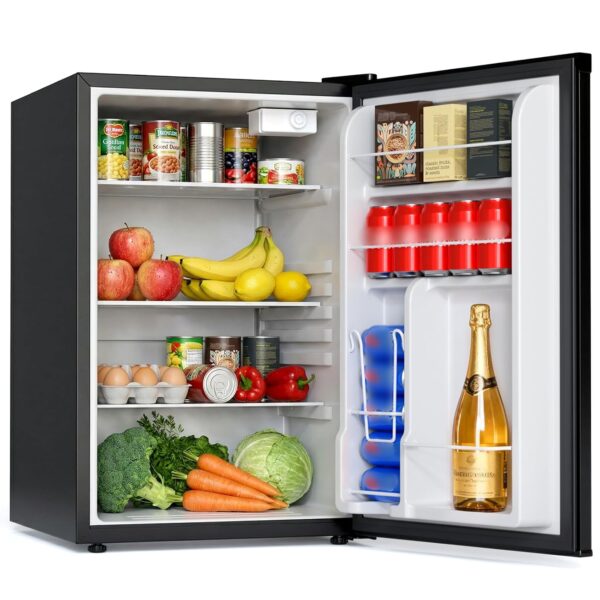 COWSAR Refrigerador de dormitorio de 4.4 pies cúbicos, refrigerador compacto de una sola puerta reversible con termostat