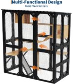 Casa para Gatos IDEALHOUSE ZMS12104r Exterior 4 Niveles Madera y Metal Negro 41.73x25.59x17.32 pulgadas