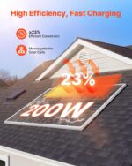 Panel Solar Monocristalino VEVOR 200W IP65 Marco de Aluminio Negro