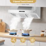 GarveeLife Campana extractora debajo del gabinete de 30 pulgadas, ventilación de cocina de acero inoxidable con 400 CFM,