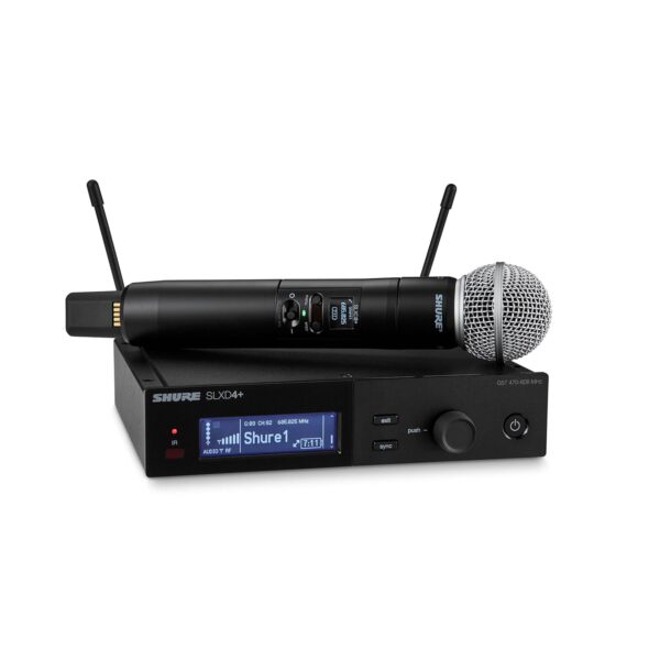 Shure Sistema inalámbrico portátil SLXD24+/58 - Incluye receptor SLXD4+, transmisor de mano SLXD2+ con cápsula SM58, mon