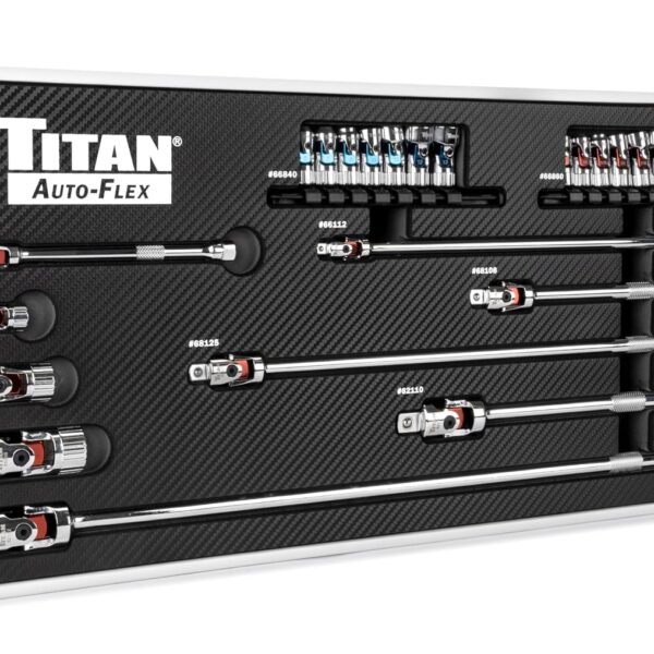 Juego de Juntas Universales Titan 85499 Auto-Flex 23 Piezas Dados y Extensión Acero Cromo Vanadio