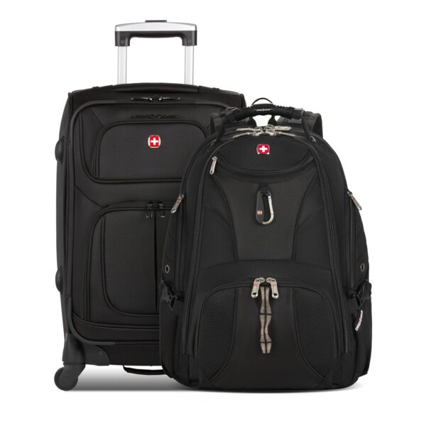 Set de Viaje SwissGear 628320911 Maleta Sion Softside Expandible 21 Pulgadas y Mochila ScanSmart 1900 17 Pulgadas Negro