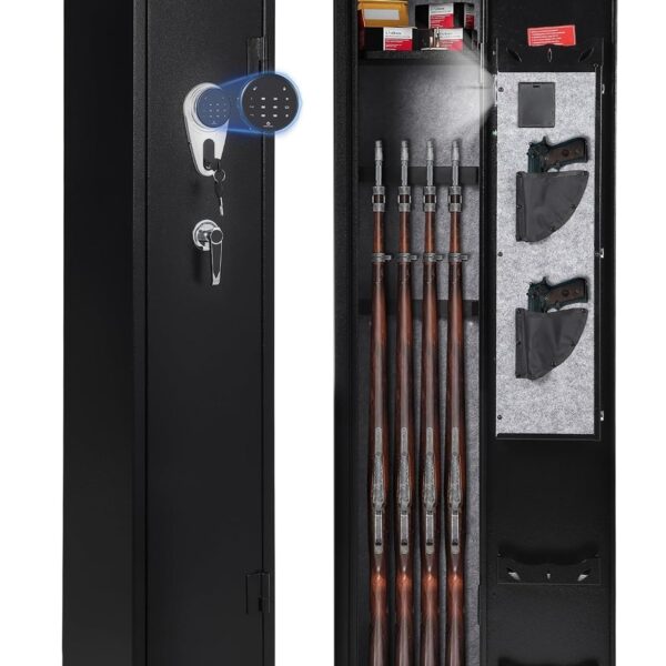 GarveeTech Caja fuerte para 6 armas para rifles y pistolas, gabinete de armas resistente, cajas fuertes para rifles con
