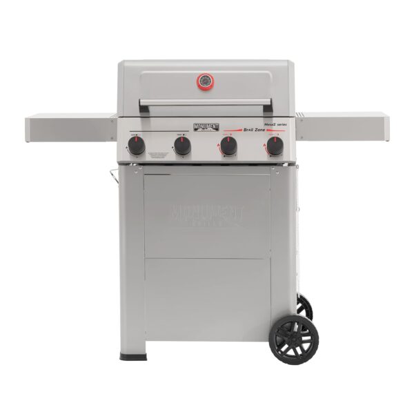 Parrilla de Gas Propano Monument Grills M2-410FBZ 4 Quemadores Acero Inoxidable 304 525 Pulgadas Cuadradas