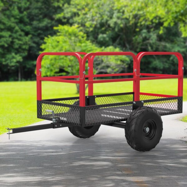 Carrito de remolque de remolque de ATV resistente, 1700 libras/17 pies cúbicos de capacidad, carrito de remolque de acer