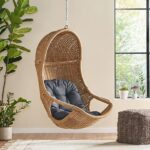 Silla Colgante Christopher Knight Home Mariaz 319449 Ratán Marrón y Gris con Cojín