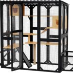 Casa para Gatos GarveeLife XXYqC4C Grande Metal Negro 4 Niveles Resistente a la Intemperie para Exteriores