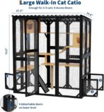 Casa para Gatos GarveeLife XXYqC4C Grande Metal Negro 4 Niveles Resistente a la Intemperie para Exteriores