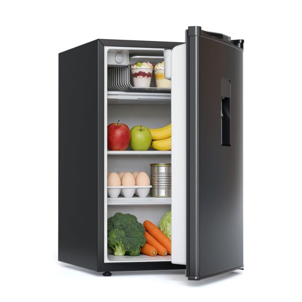 COWSAR Refrigerador de dormitorio de 4.4 pies cúbicos con congelador, refrigerador de apartamento de una sola puerta rev