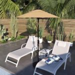 Paraguas de Patio California Umbrella AMZSPT608117-5422 Redondo de Aluminio 6 Pies Beige Tela Sunbrella