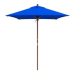Paraguas de Mercado California Umbrella Modelo AMZARE604-5401 Madera 6 Pies Cuadrado Azul Pacífico Tela Sunbrella