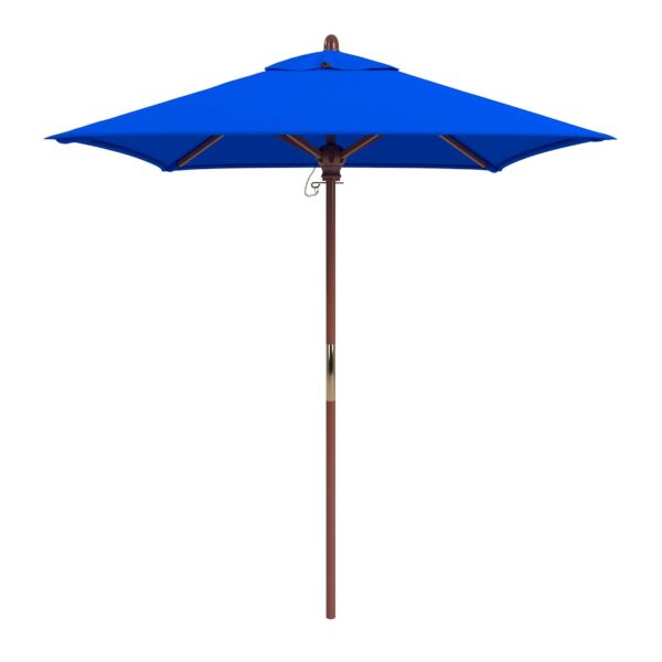 Paraguas de Mercado California Umbrella Modelo AMZARE604-5401 Madera 6 Pies Cuadrado Azul Pacífico Tela Sunbrella