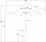 Sombrilla California Umbrella AMZSCUF908170-5476 9 Pies Redonda Poste Aluminio Costillas Fibra de Vidrio Tela Sunbrella