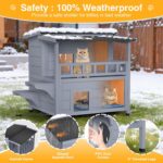 Casa Climatizada para Gatos Suteck MW9JRSCBGRV0 2 Pisos 3 Habitaciones Madera 29 x 26 x 30 Pulgadas Gris