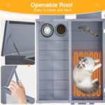 Casa Climatizada para Gatos Suteck MW9JRSCBGRV0 2 Pisos 3 Habitaciones Madera 29 x 26 x 30 Pulgadas Gris