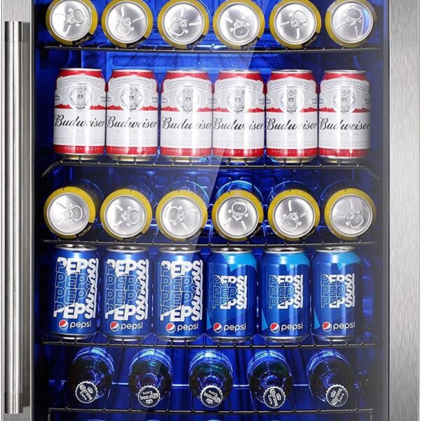Electactic Refrigerador de bebidas para 145 latas, refrigerador de vino de 37 botellas con control inteligente de temper