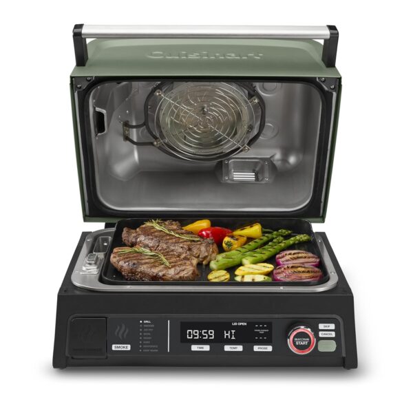 Parrilla Eléctrica Cuisinart FlavorBoost CEG-1302 8 en 1 154 Pulgadas Cuadradas Verde 1800 Vatios
