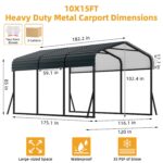 Cochera de Metal PeakPursuit HHM_PHO_3359W26W_o8V 10 x 15 Pies Techo de Acero Galvanizado Gris