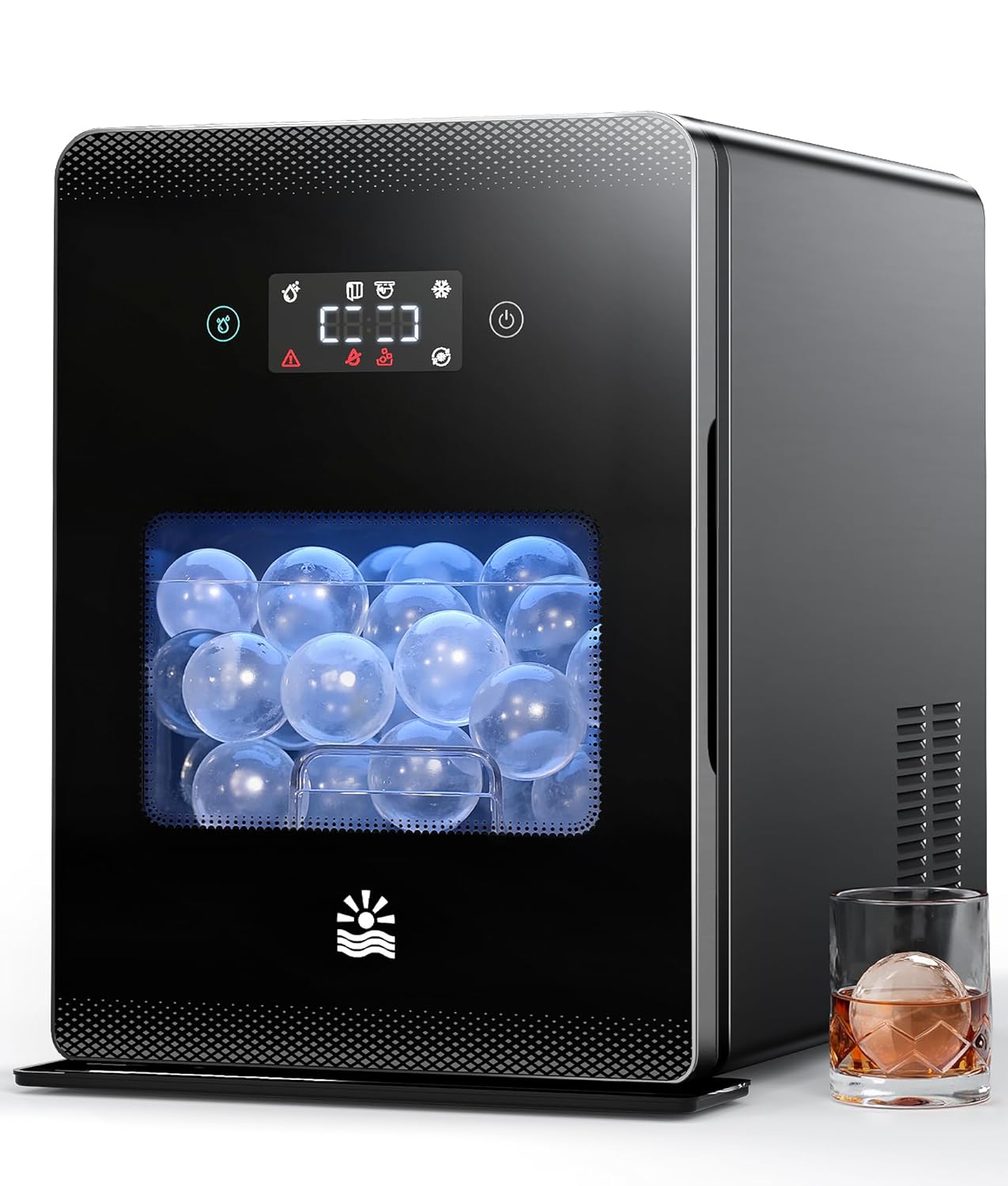 EXNOS Máquina de bolas de hielo de 2 pulgadas, 4 esferas de hielo en 35 minutos, 144 unidades/día, máquina de hielo con