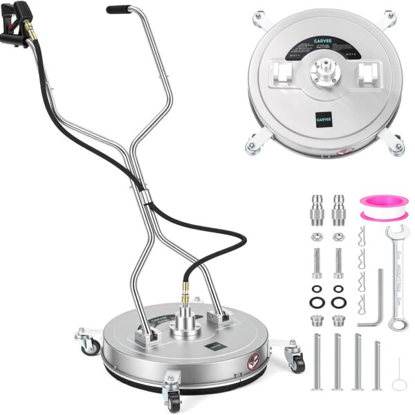 Limpiador de Superficie Garvee 24 Inch Silver 24 pulgadas Doble Mango Acero Inoxidable 4 Ruedas