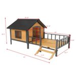 Casa Grande de Madera para Perros GDFStudio Modelo 336828 con Marco de Hierro Techo de Asfalto y Cubierta de Porche 43.3