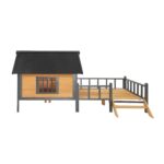Casa Grande de Madera para Perros GDFStudio Modelo 336828 con Marco de Hierro Techo de Asfalto y Cubierta de Porche 43.3