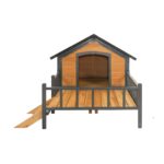 Casa Grande de Madera para Perros GDFStudio Modelo 336828 con Marco de Hierro Techo de Asfalto y Cubierta de Porche 43.3