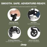 Delta Children - Jeep PowerGlyde Pro Jogging Stroller - 1-Step Back Brake & Hand Deceleration Disc Brakes for Speed Cont
