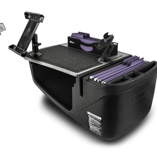 Escritorio para Coche AutoExec Efficiency FileMaster AUE51208-2 Gris con Soporte para Teléfono Tableta y Soporte de Succ