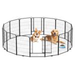 Corralito para Perros EliteEdge Dog Playpen 40 Pulgadas 16 Paneles Acero Aleado Negro Forma Redonda